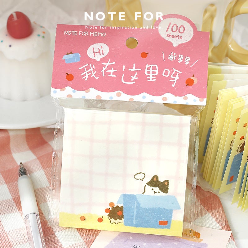 Note For 100 Sticky Notes Hi, I'M Here Japanese Style Cute Message Memo Notebook Material Paper - Image 2